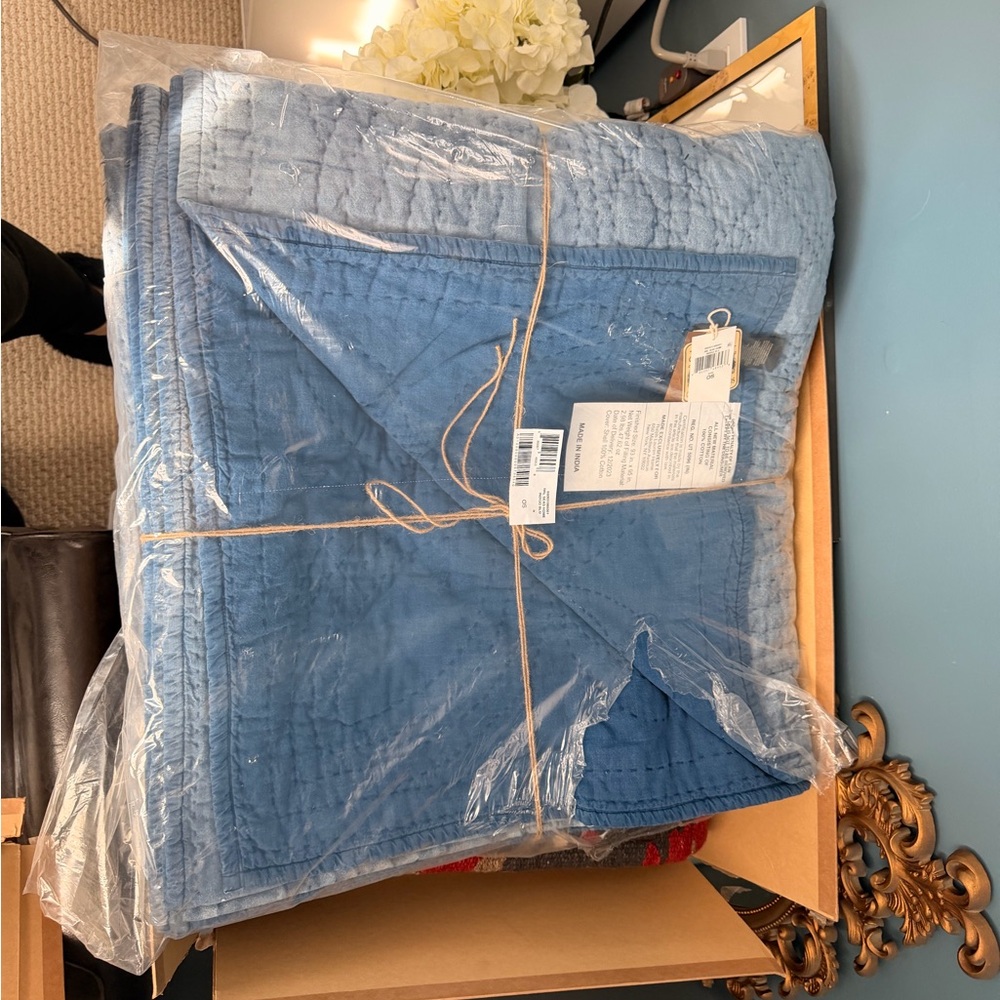 Ralph Lauren Double RL Indigo Blue Cotton Quilt